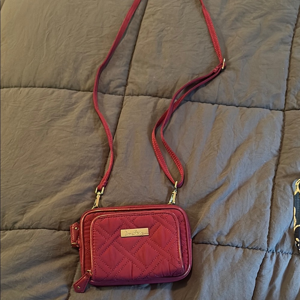 Vera Bradley Red Quilted Crossbody Bag with Gold Hardware